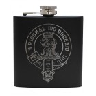 Matt Black Finish Stainless Steel Hip Flask  with your Clan Crest - 6oz